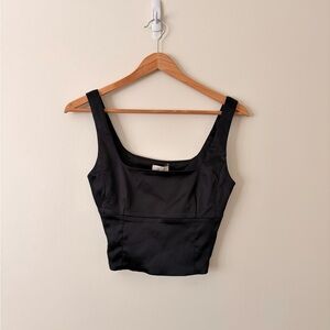 NWT Aritzia Wilfred Black Shine Satin Bustier Top XS